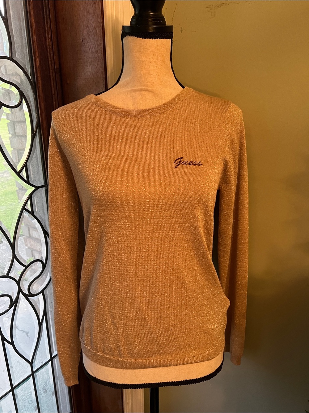 Guess Metallic Camel Crewneck Sweater